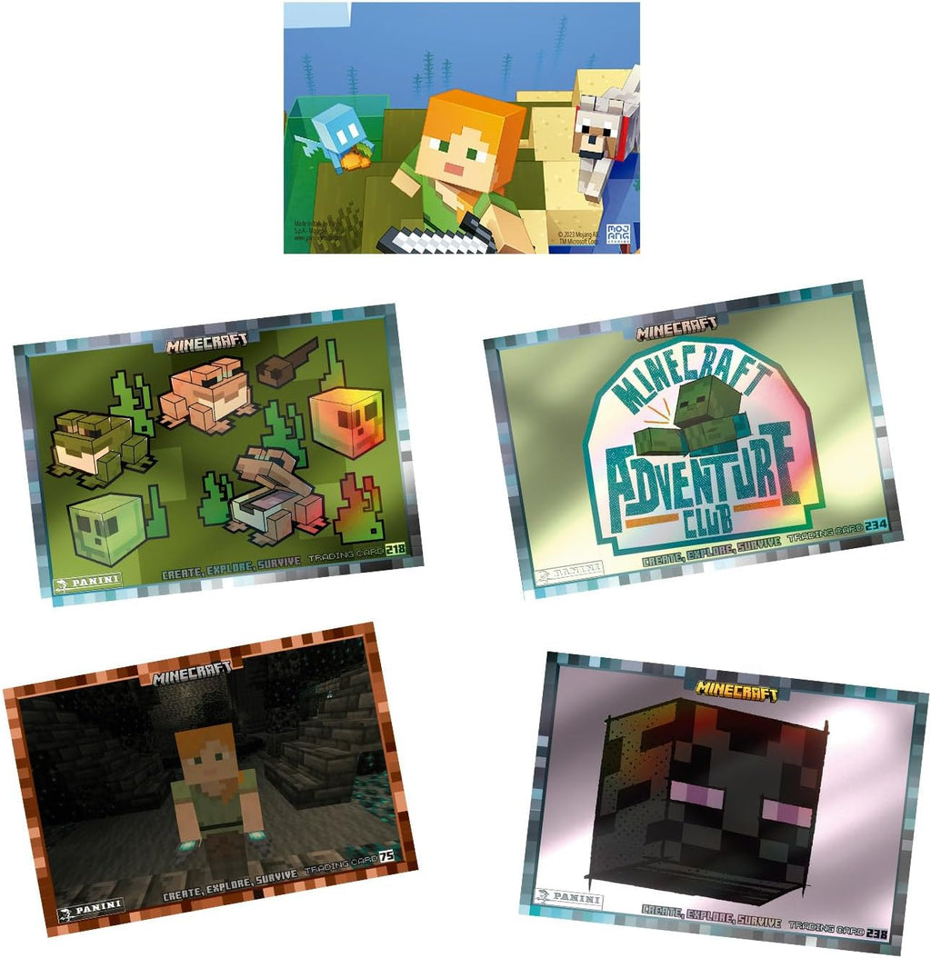 Panini Minecraft 004734BOX18F Sammelkarten 3-Create, Explore, Survive, Box mit 18 Taschen
