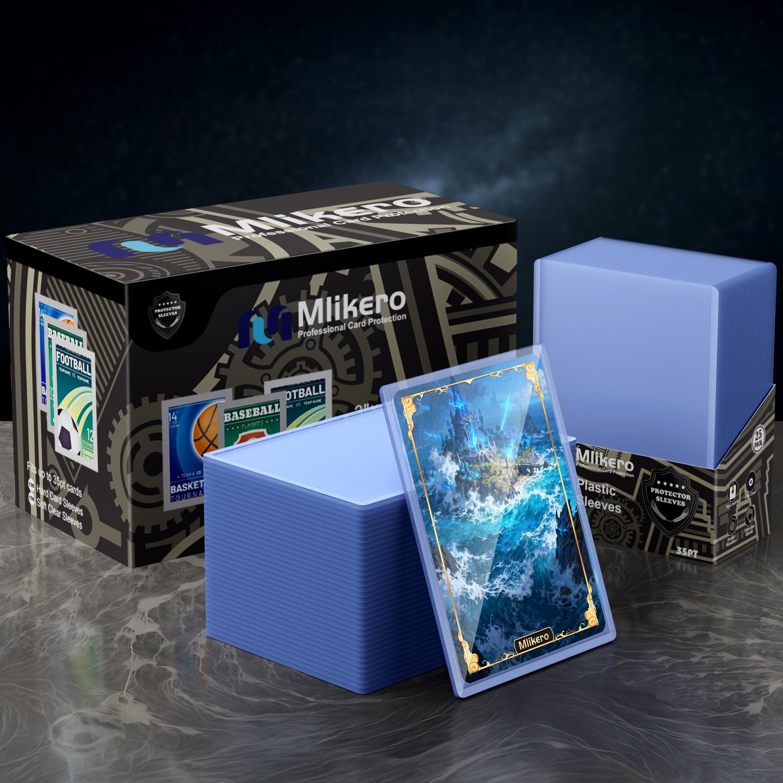 Mlikero 400 Stück Karten Hüllen, 3"X4" Hartkartenhüllen, Sammelkartenhüllen passend für MTG, Sammelkarten, Sportkarten (200 Hartkartenhüllen + 200 Transparente Kartenhüllen)