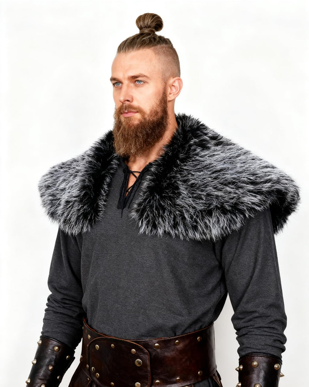 keland Viking Kunstfell Kragen für Männer Schal Capelet Wrap Kostüm Accessoire