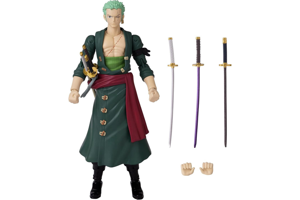 BANDAI – Anime Heroes – One Piece Figur – Lorenor Zorro 17 cm Three Sword Style – Offizielle Lizenz One Piece – Bewegliche Manga Figur Zorro 3 Schwerter – Spielzeug für Kinder ab 4 Jahren – 37052