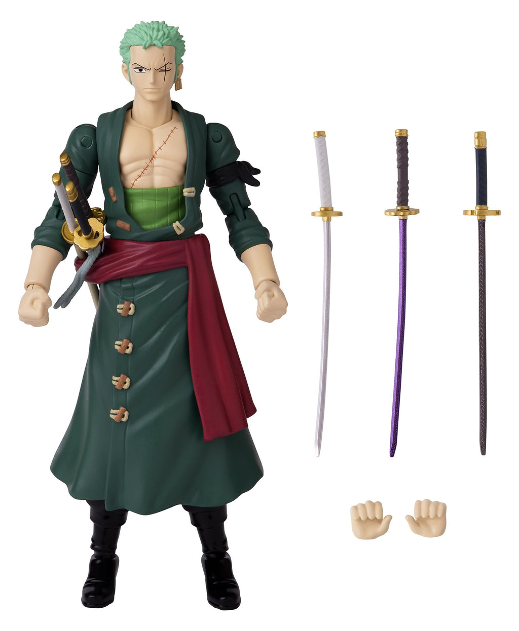 BANDAI – Anime Heroes – One Piece Figur – Lorenor Zorro 17 cm Three Sword Style – Offizielle Lizenz One Piece – Bewegliche Manga Figur Zorro 3 Schwerter – Spielzeug für Kinder ab 4 Jahren – 37052