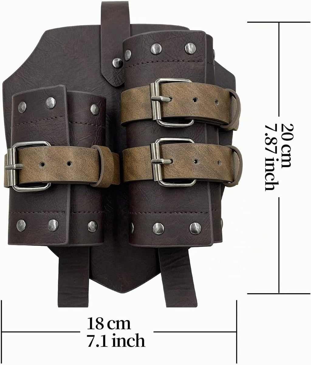 HiiFeuer Mittelalter Kunstleder Doppeltes Rückenschwert Frosch, Vintage Mercenary Verstellbares Schwertholster, Mittelalter Fantasy Rückenschwert Holster für LARP Kostüm