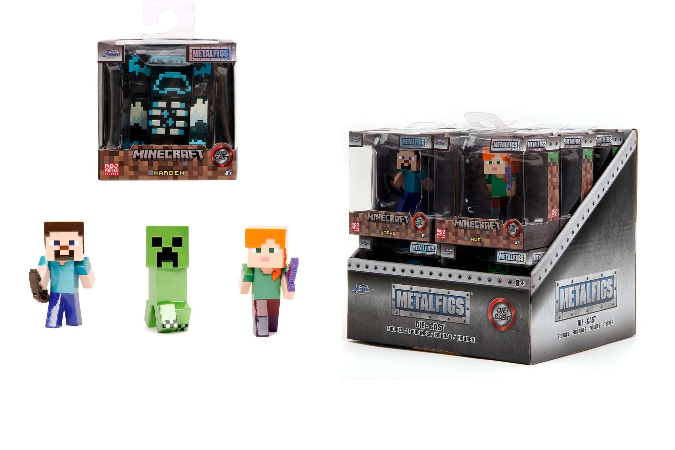 Jada Toys Minecraft Figures 2,5" Spielfiguren Actionfiguren Sammelfiguren, Zufällige Auswahl aus Steve, Alex, Creeper, Warden