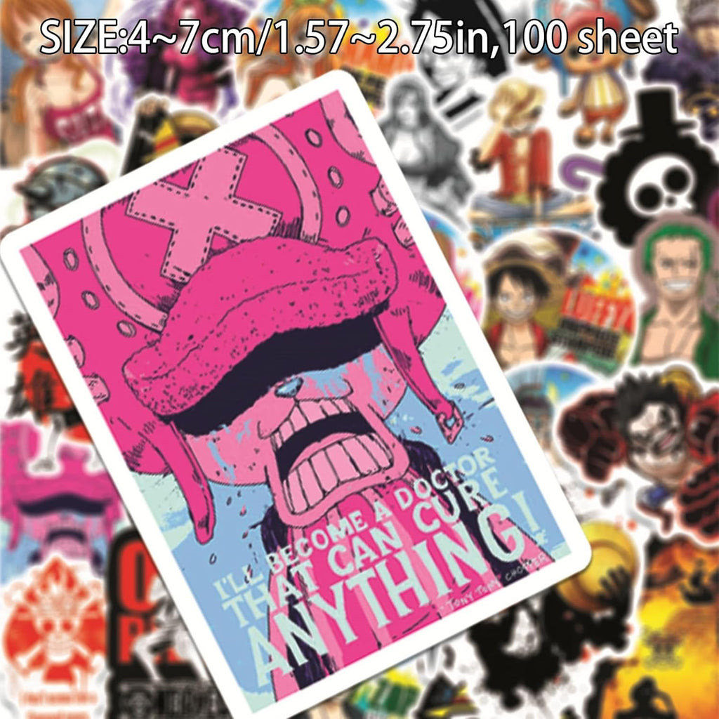 One Piece Aufkleber, One Piece Sticker, 100 Pcs Wasserdicht Sticker Ubephant Style Decals Computer Skateboard Gepäck Aufkleber Geschenke für Kinder