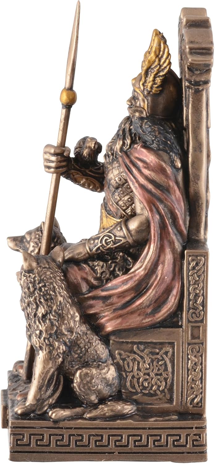 VOGLER Joh. Vogler GmbH Germanischer Gott Odin auf dem Thron, aus Kunststein, mit Bronzefarbe von Künstlerhand bemalt, by Veronese