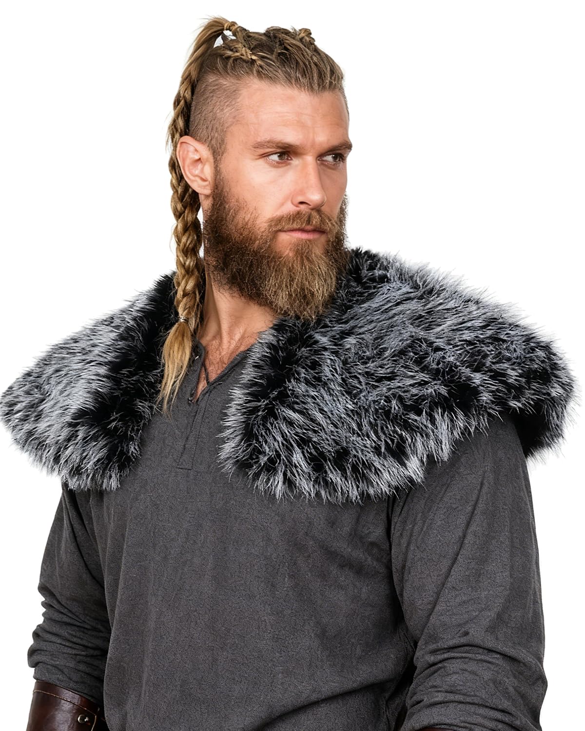 keland Viking Kunstfell Kragen für Männer Schal Capelet Wrap Kostüm Accessoire