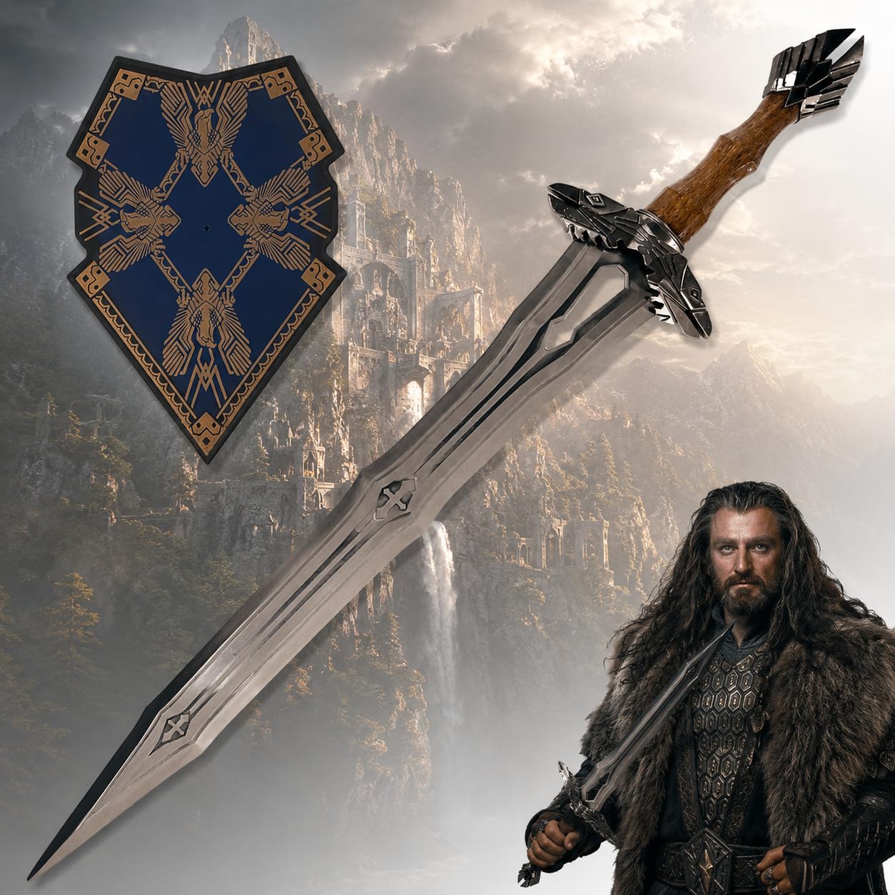 Der Herr der Ringe - LOTR Schwert, Filmschwert, echt, aus Stahl, Der Hobbit, Zauberer Merch, Aragorn Sword, Deko für Sammler und als Geschenk