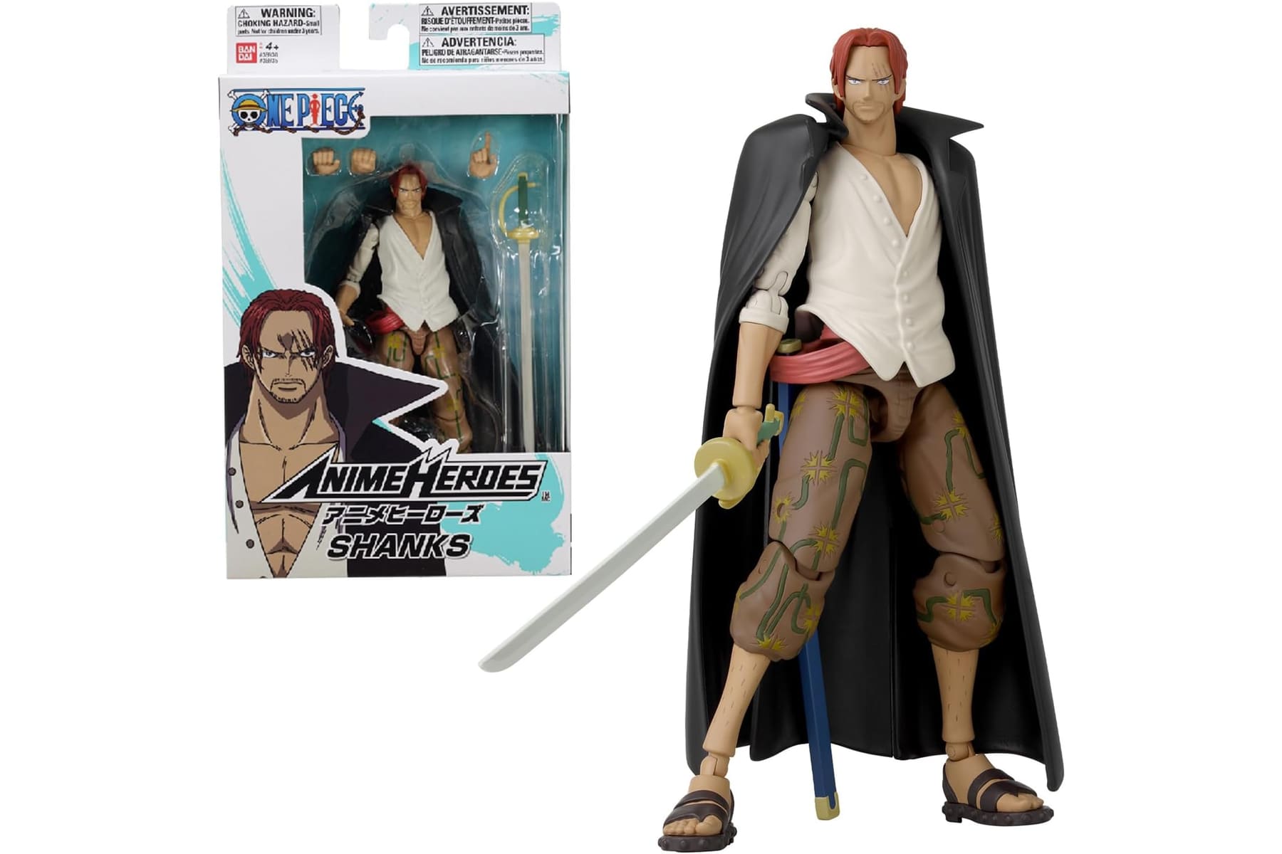 BANDAI – Anime Heroes – One Piece Figur – Lorenor Zorro 17 cm Three Sword Style – Offizielle Lizenz One Piece – Bewegliche Manga Figur Zorro 3 Schwerter – Spielzeug für Kinder ab 4 Jahren – 37052