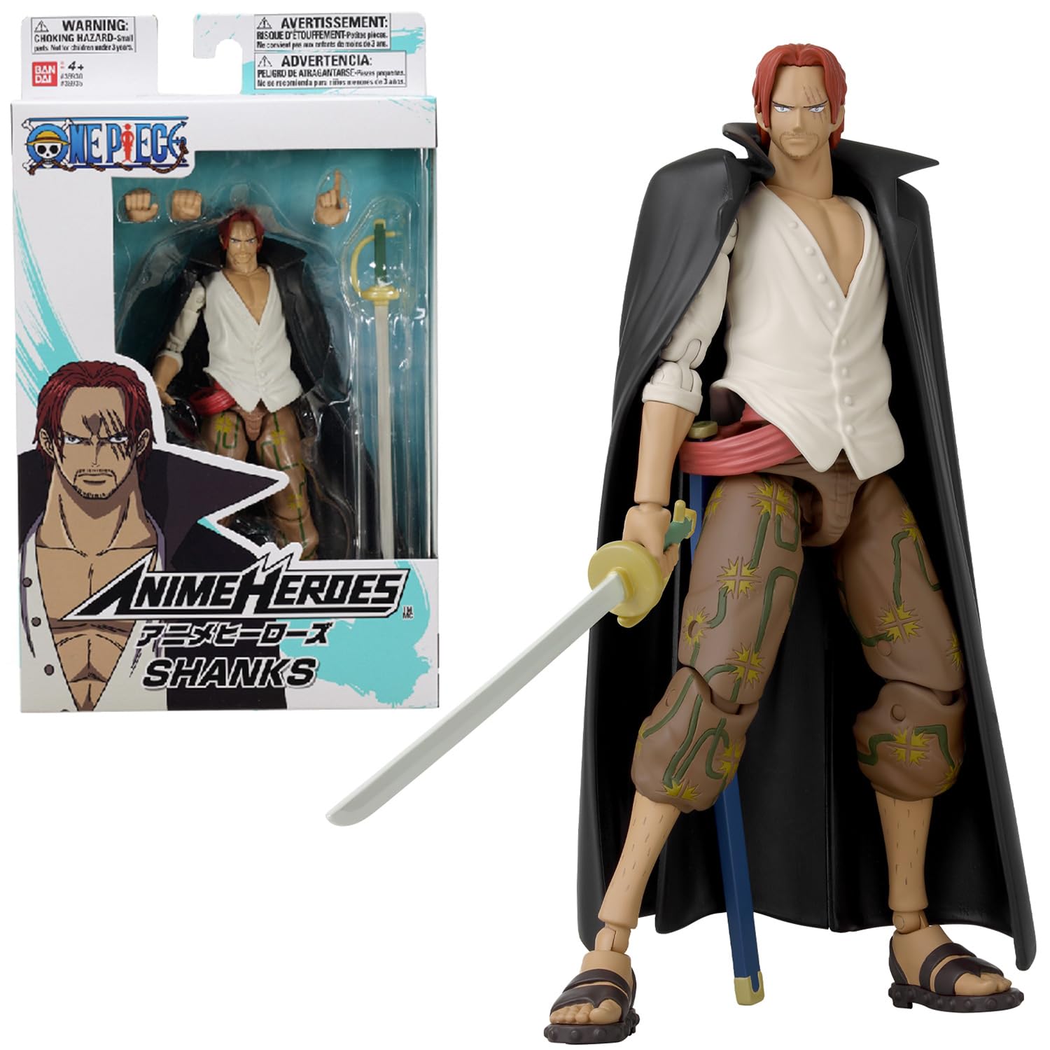 BANDAI – Anime Heroes – One Piece Figur – Lorenor Zorro 17 cm Three Sword Style – Offizielle Lizenz One Piece – Bewegliche Manga Figur Zorro 3 Schwerter – Spielzeug für Kinder ab 4 Jahren – 37052
