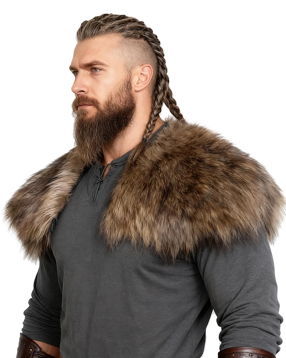 keland Viking Kunstfell Kragen für Männer Schal Capelet Wrap Kostüm Accessoire