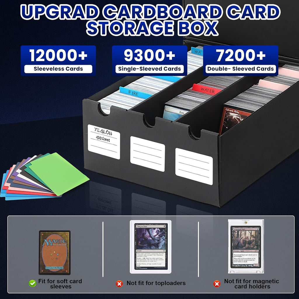 AOBOPLE Karten Box für 12000+ Trading Card,Sammelkarten-Aufbewahrungsbox mit 48 Kartenteiler,Etiketten Klebeband und Schubladen,Sammelkarten Box Trading Card Box für TCG,MTG,PTCG,Sports Karten