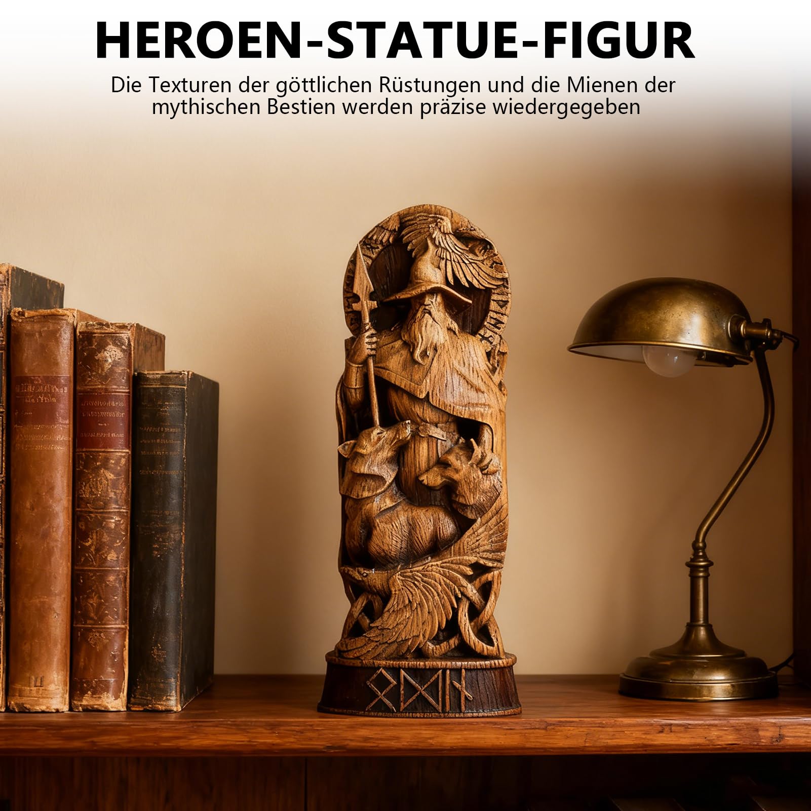 Nordischer Gott Harz Statue, Harz Griechischer Gott Skulptur,22 X 9 cm Nordische Götter Wikinger Deko Statue, für Zuhause Weinschrank Regal Bücherregal (Odin)