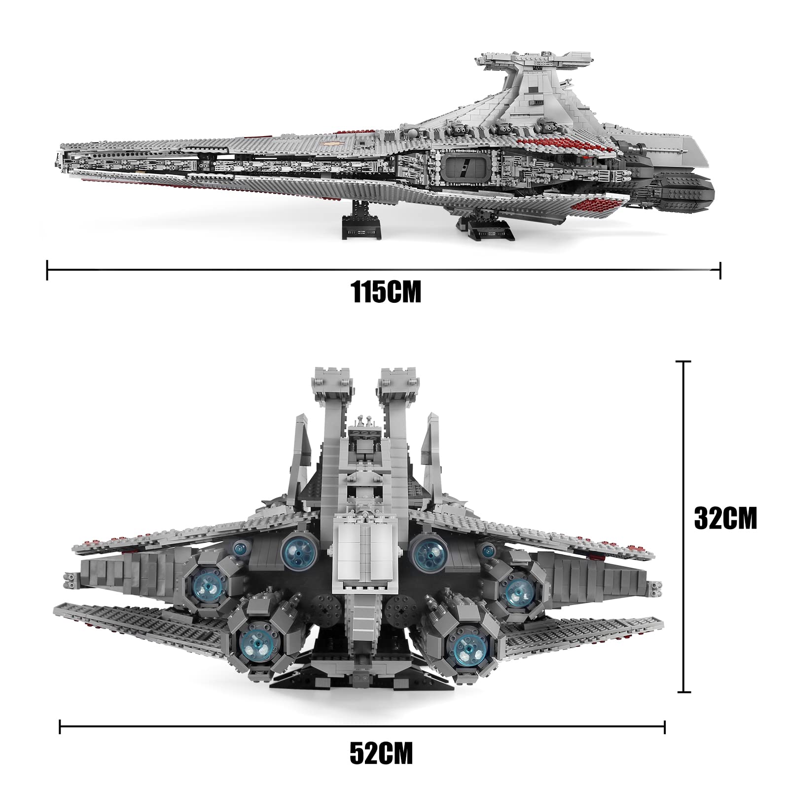 13135 Imperial Sternenzerstörer Spielzeug mit 3 Mini-Raumschiffen,11885 Klemmbausteine Technik Sternenzerstörer, Sammlerstück für Erwachsene,kompatibel mit UCS Super Star Destroyer