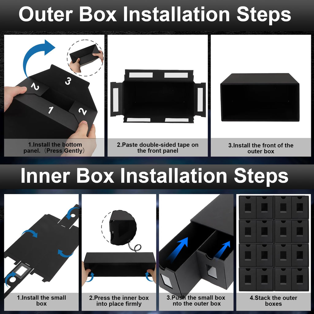 AOBOPLE Karten Box für 12000+ Trading Card,Sammelkarten-Aufbewahrungsbox mit 48 Kartenteiler,Etiketten Klebeband und Schubladen,Sammelkarten Box Trading Card Box für TCG,MTG,PTCG,Sports Karten