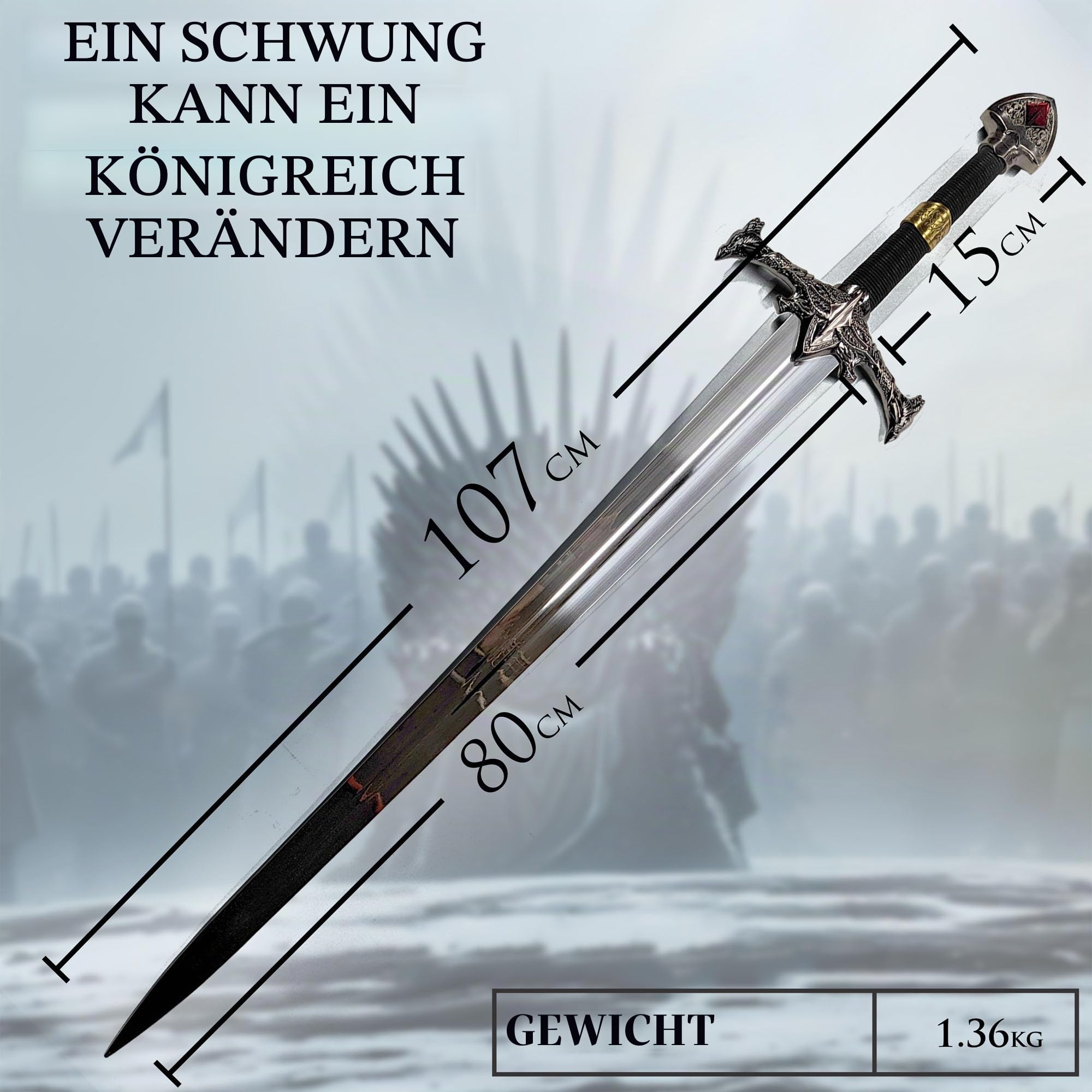 Game of Thrones Schwert | Authentisches Stück aus der Welt von Westeros | Stahlschwert | Hochwertige Verarbeitung | Perfekt für Sammler und Fans von Game of Thrones