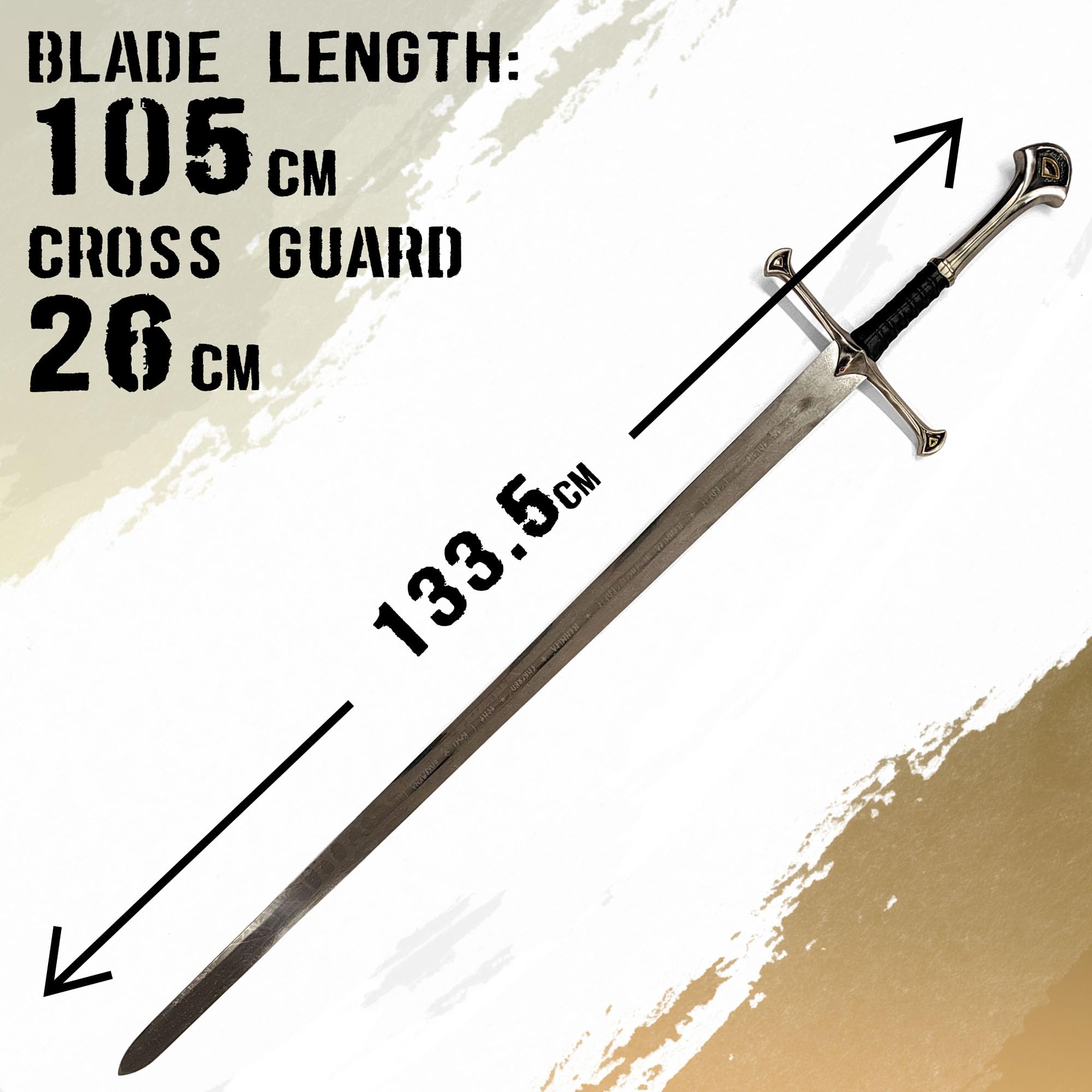 Der Herr der Ringe - LOTR Schwert, Filmschwert, echt, aus Stahl, Der Hobbit, Zauberer Merch, Aragorn Sword, Deko für Sammler und als Geschenk