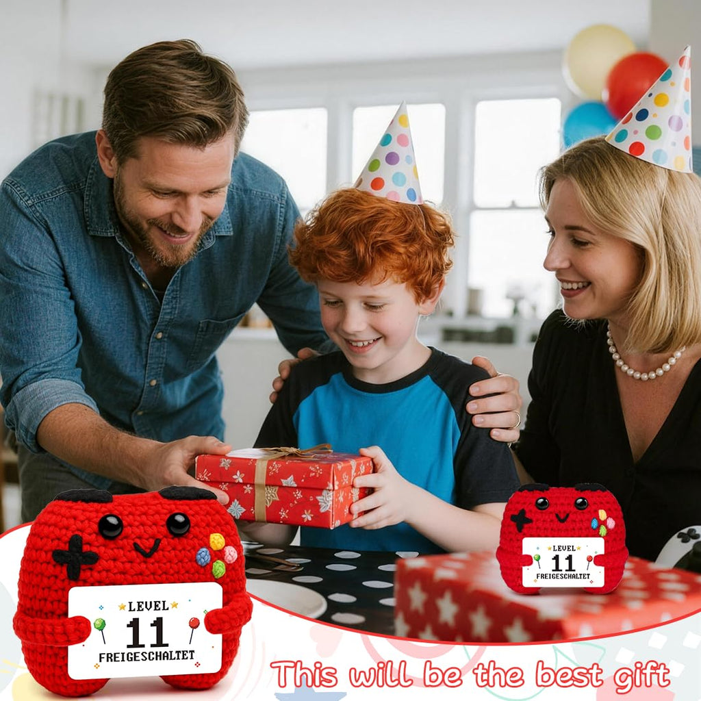 HUKUMA Gehäkelter Gamecontroller, EIN Gamer altert Nicht er levelt, Geschenk zum Geburtstag für Zocker, Pocket Hug Positive Plüsch,Lustige Kleines Geburtstagsgeschenk für Jungen, Nerds und Mädchen