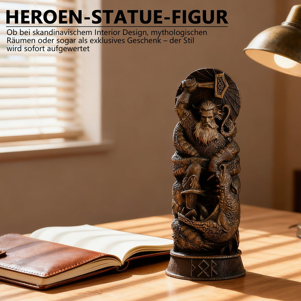 Nordischer Gott Harz Statue, Harz Griechischer Gott Skulptur,22 X 9 cm Nordische Götter Wikinger Deko Statue, für Zuhause Weinschrank Regal Bücherregal (Odin)