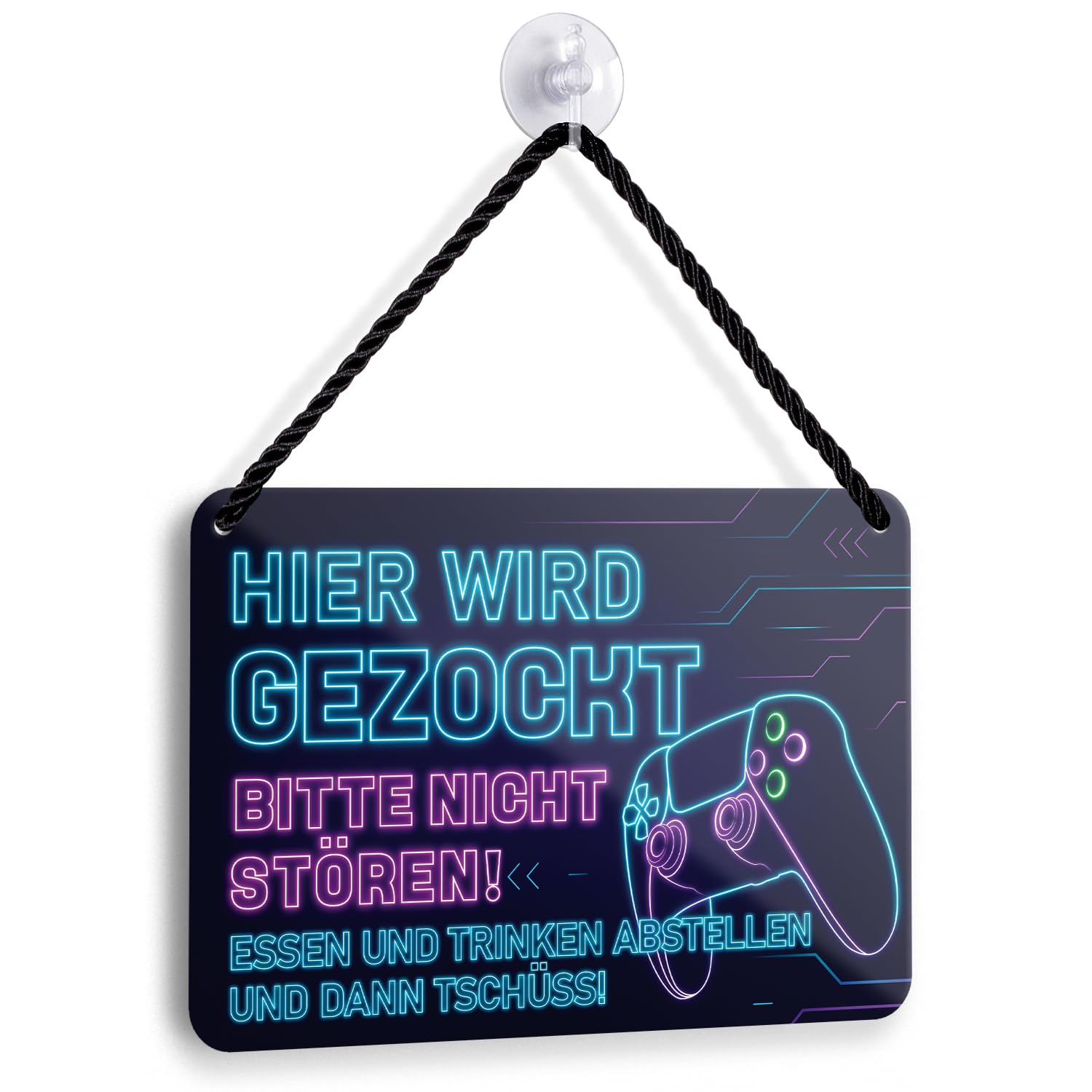Blechschild Hier Wird Gezockt - Gaming Zimmer Deko - Zocker Zubehör - Coole Sachen für Teenager Jungs - Geschenk Geburtstagsgeschenk Weihnachtsgeschenke für Jugendliche Gamer - 18x12cm (zocken 1)