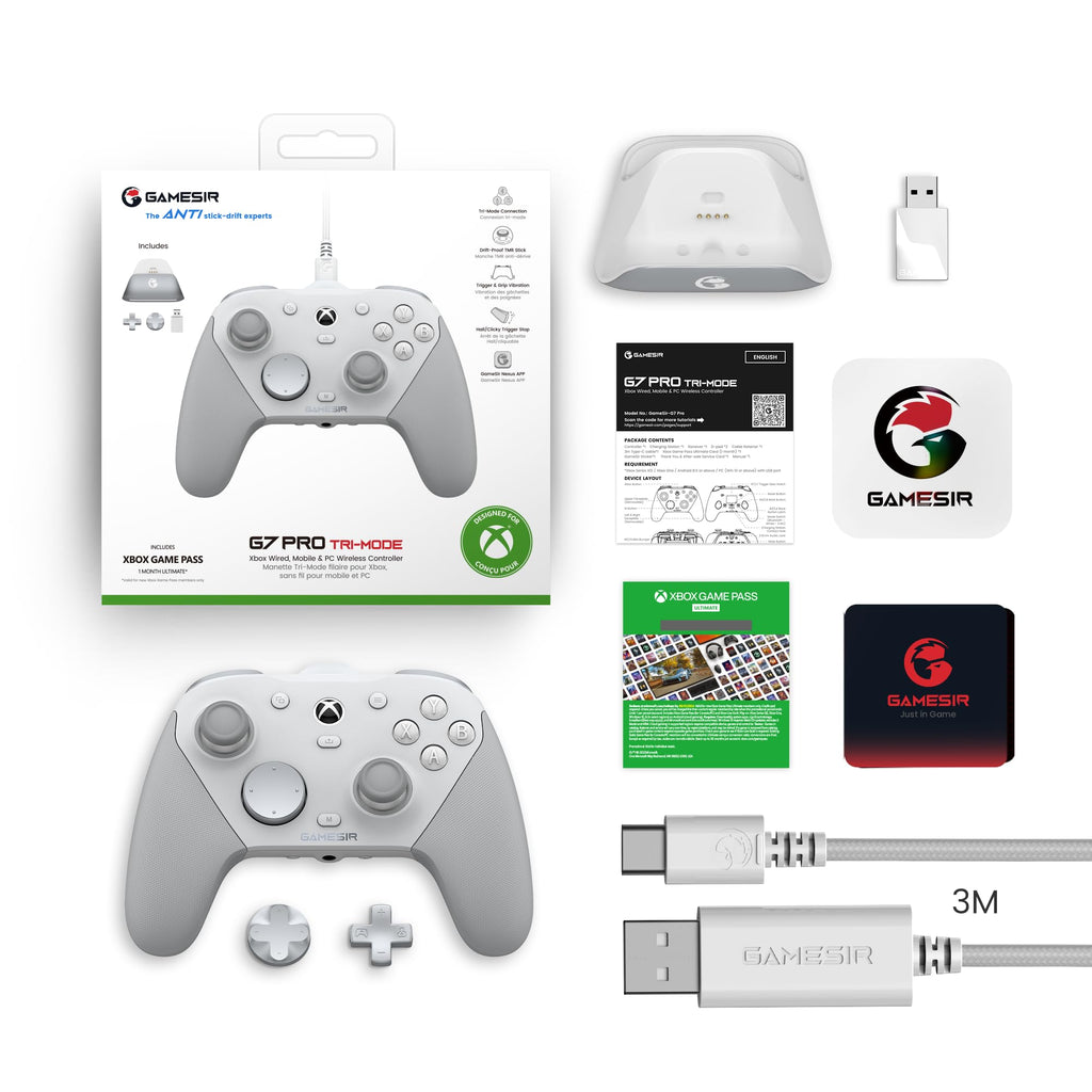 GameSir G7 Pro 1000Hz Controller mit Ladestation für Xbox Series X|S, Xbox One, Windows 10/11 & Android – TMR Joysticks, verstellbare Trigger & 4 programmierbare Tasten – Shadow Ember