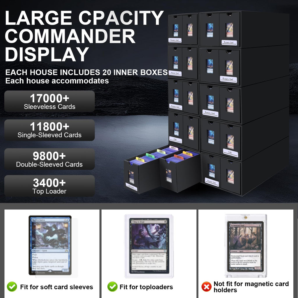 AOBOPLE Karten Box für 12000+ Trading Card,Sammelkarten-Aufbewahrungsbox mit 48 Kartenteiler,Etiketten Klebeband und Schubladen,Sammelkarten Box Trading Card Box für TCG,MTG,PTCG,Sports Karten