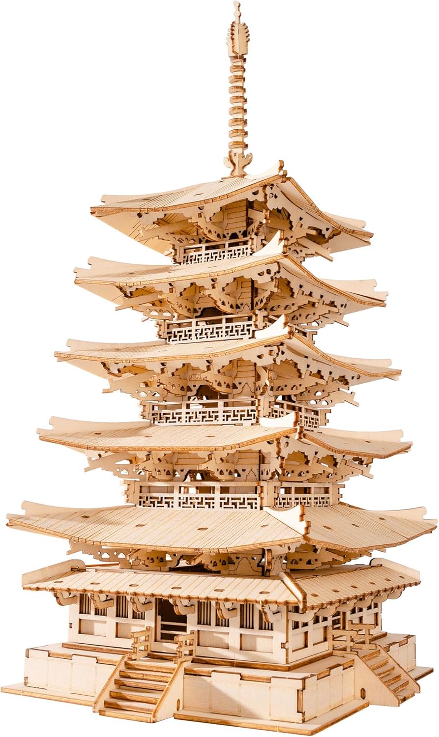 Rolife Modellbau Fünfstöckige Pagode 3D Puzzles für Erwachsene Modellbausatz Erwachsene Japanische Holz Puzzle Holzmodelle Japanische Deko Kreatives Geschenk