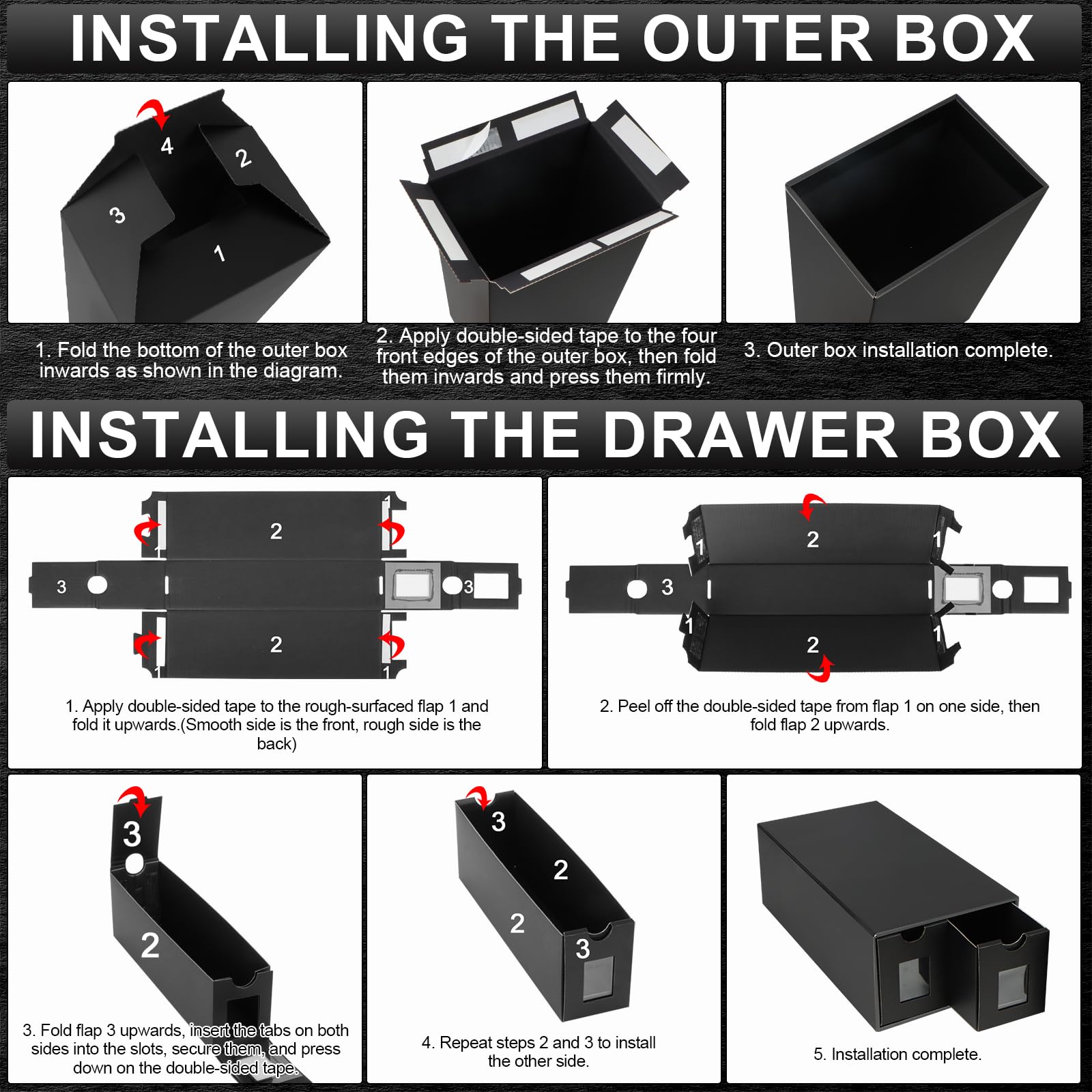 AOBOPLE Karten Box für 12000+ Trading Card,Sammelkarten-Aufbewahrungsbox mit 48 Kartenteiler,Etiketten Klebeband und Schubladen,Sammelkarten Box Trading Card Box für TCG,MTG,PTCG,Sports Karten