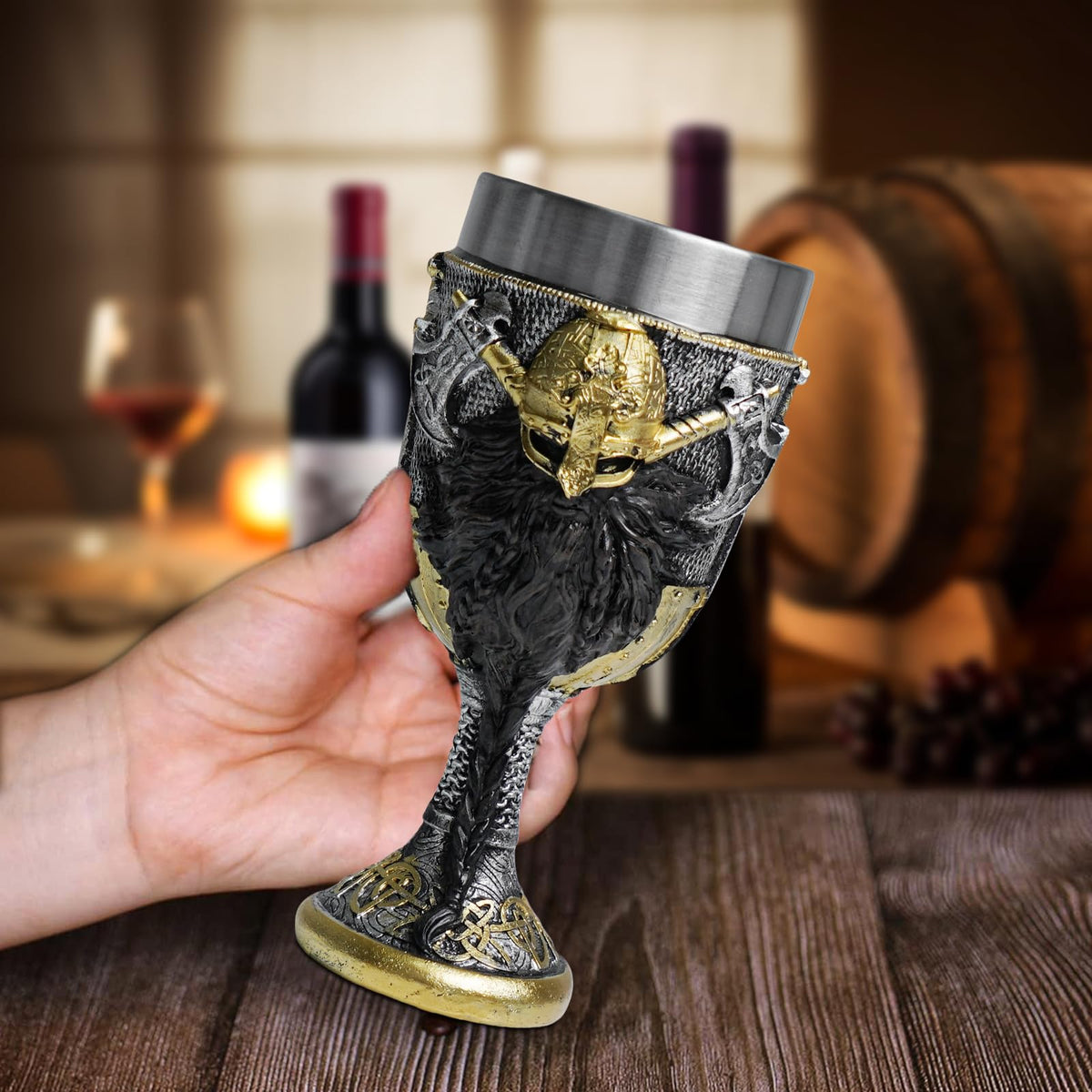 ZONSUSE Mittelalter Drache Kelch, Gotischer Drachen Kelch, Flugsaurier Edelstahl Weinkelch, Roter Drache auf Kreuzsockel, Magischer Dragon Goblet,Idee Geschenk für Fantasy Fans 200ml (Rot Goblet)