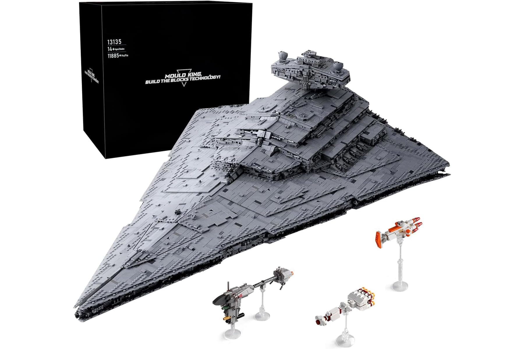 13135 Imperial Sternenzerstörer Spielzeug mit 3 Mini-Raumschiffen,11885 Klemmbausteine Technik Sternenzerstörer, Sammlerstück für Erwachsene,kompatibel mit UCS Super Star Destroyer