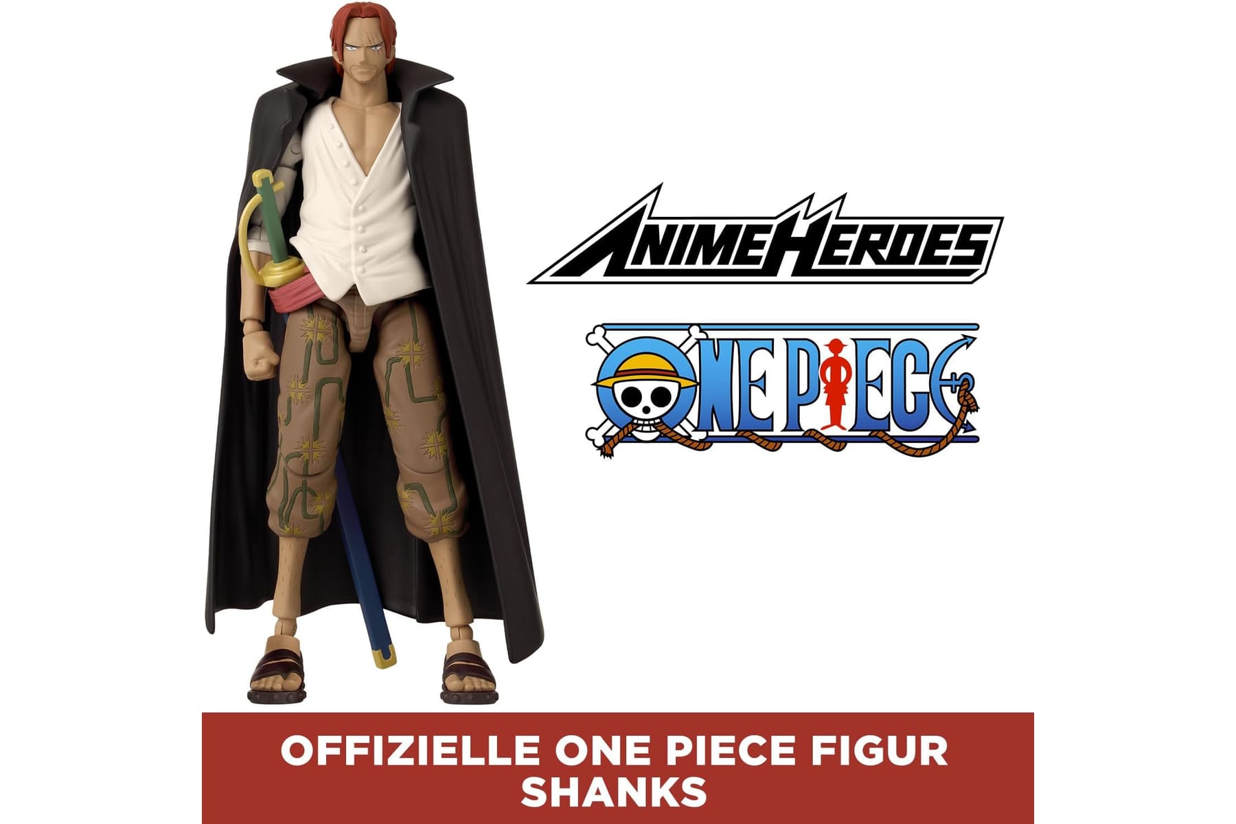 BANDAI – Anime Heroes – One Piece Figur – Lorenor Zorro 17 cm Three Sword Style – Offizielle Lizenz One Piece – Bewegliche Manga Figur Zorro 3 Schwerter – Spielzeug für Kinder ab 4 Jahren – 37052