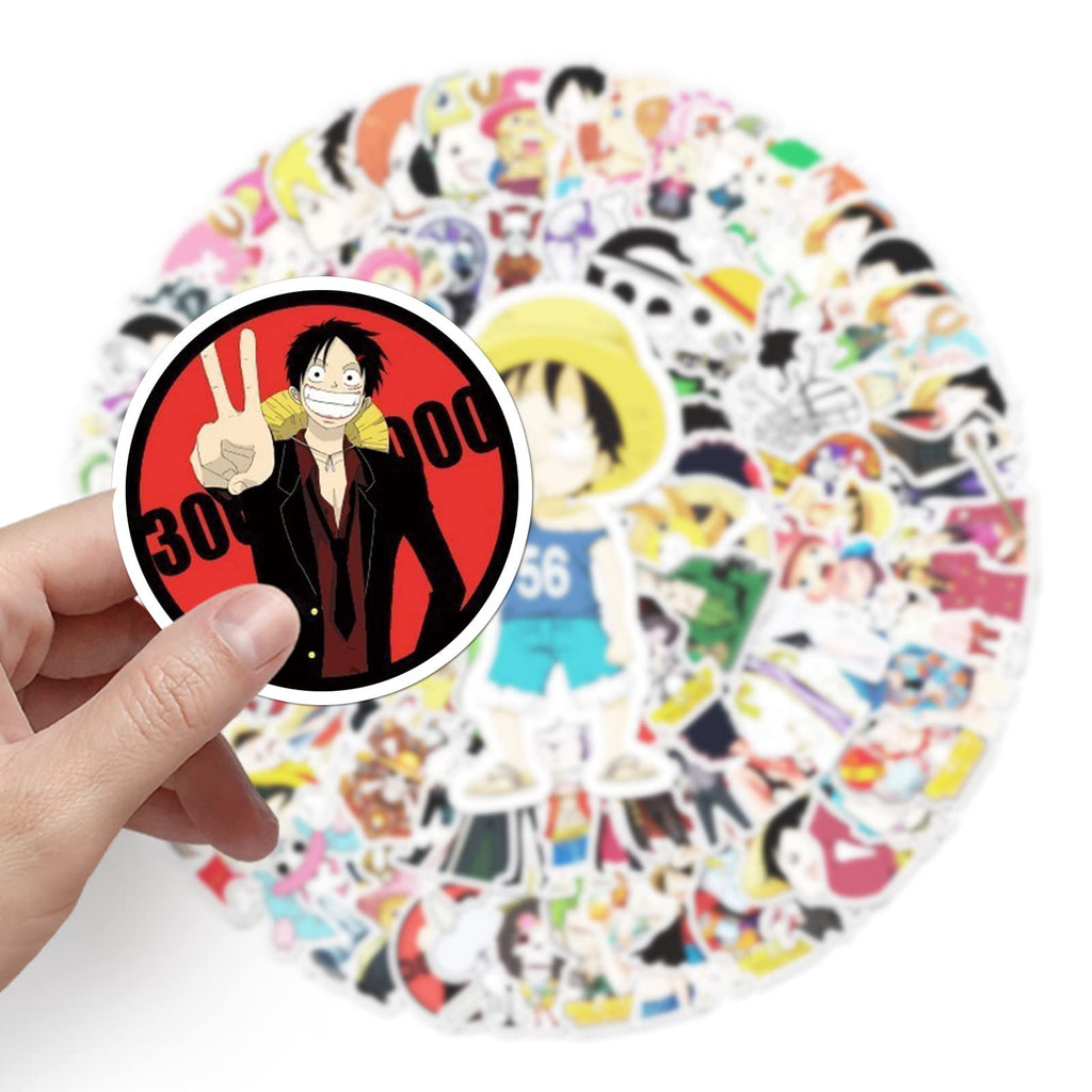 100 Stück One Piece Aufkleber für Wasserflaschen, Laptop, Computer, Skateboard, niedliches Aufkleber-Geschenk für Kinder, Teenager, wasserdicht
