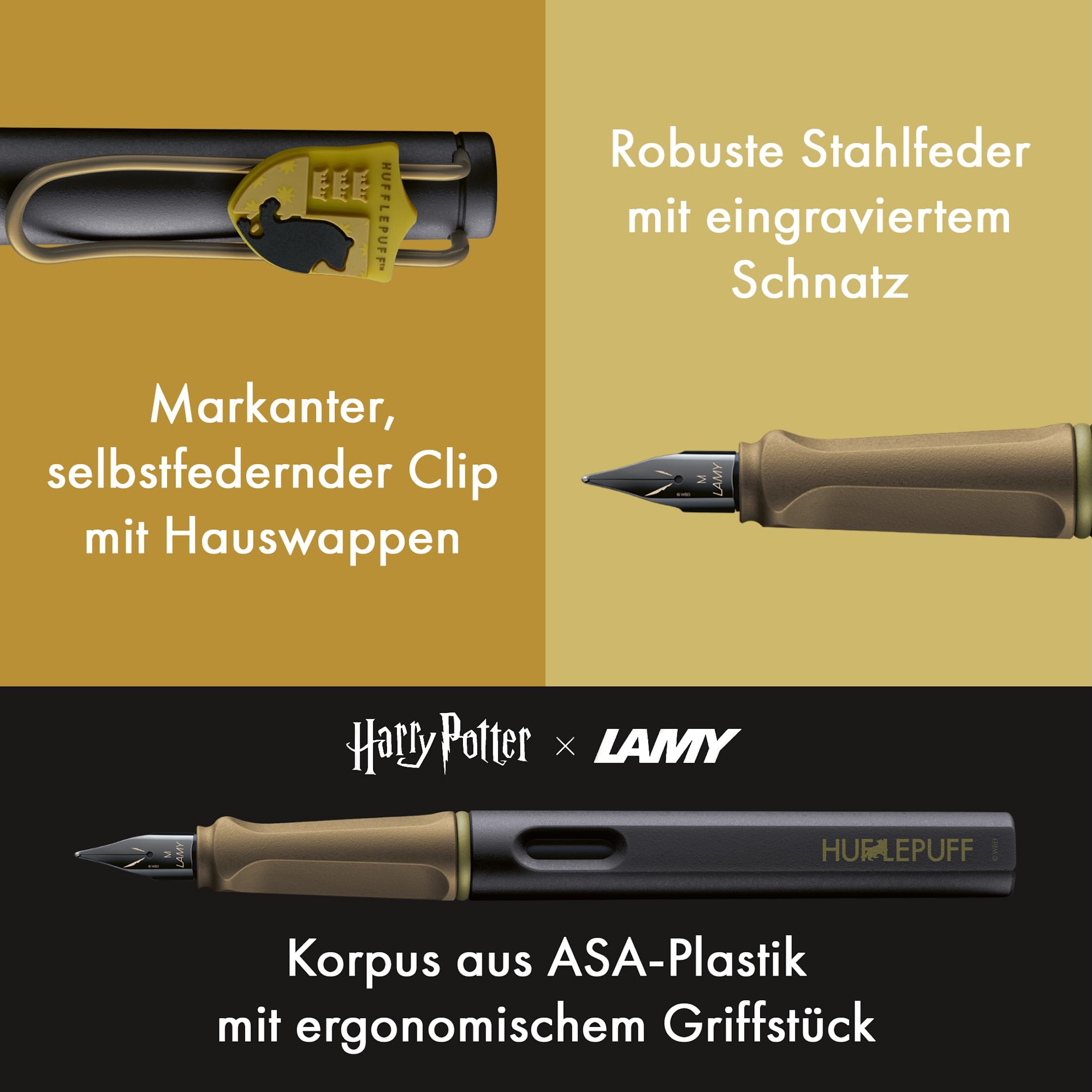 Lamy safari Harry Potter Gryffindor™ Füller – Special Edition Füllhalter mit Wappen des Hauses - Stahlfeder in Strichbreite M – mit ergonomischen Griff – inkl. Tintenpatrone T10 blau – Rechtshänder