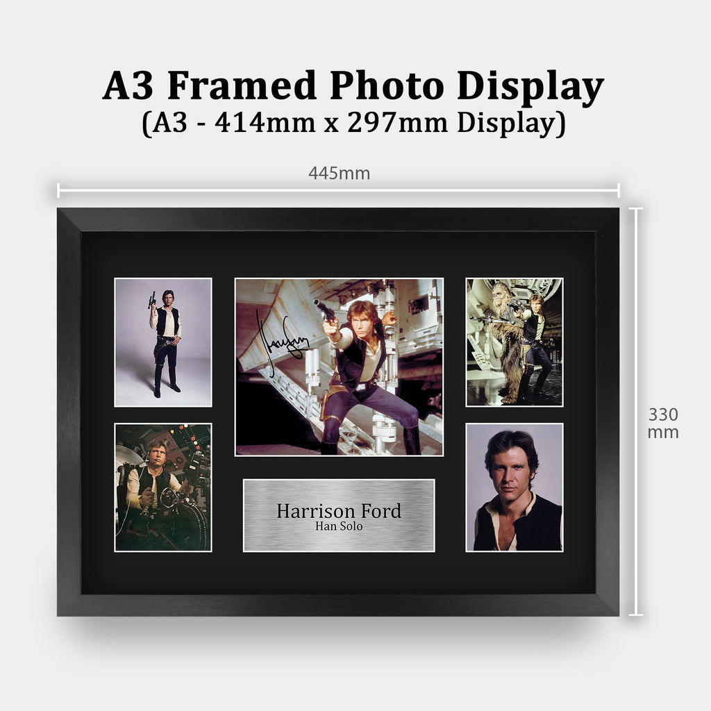 HWC Trading FR A3 Harrison Ford Star Wars Han Solo Geschenke Gedruckt, Signiert Autogramm Bild Display Für Film-Erinnerungsstücke-Fans - A3 Eingerahmt
