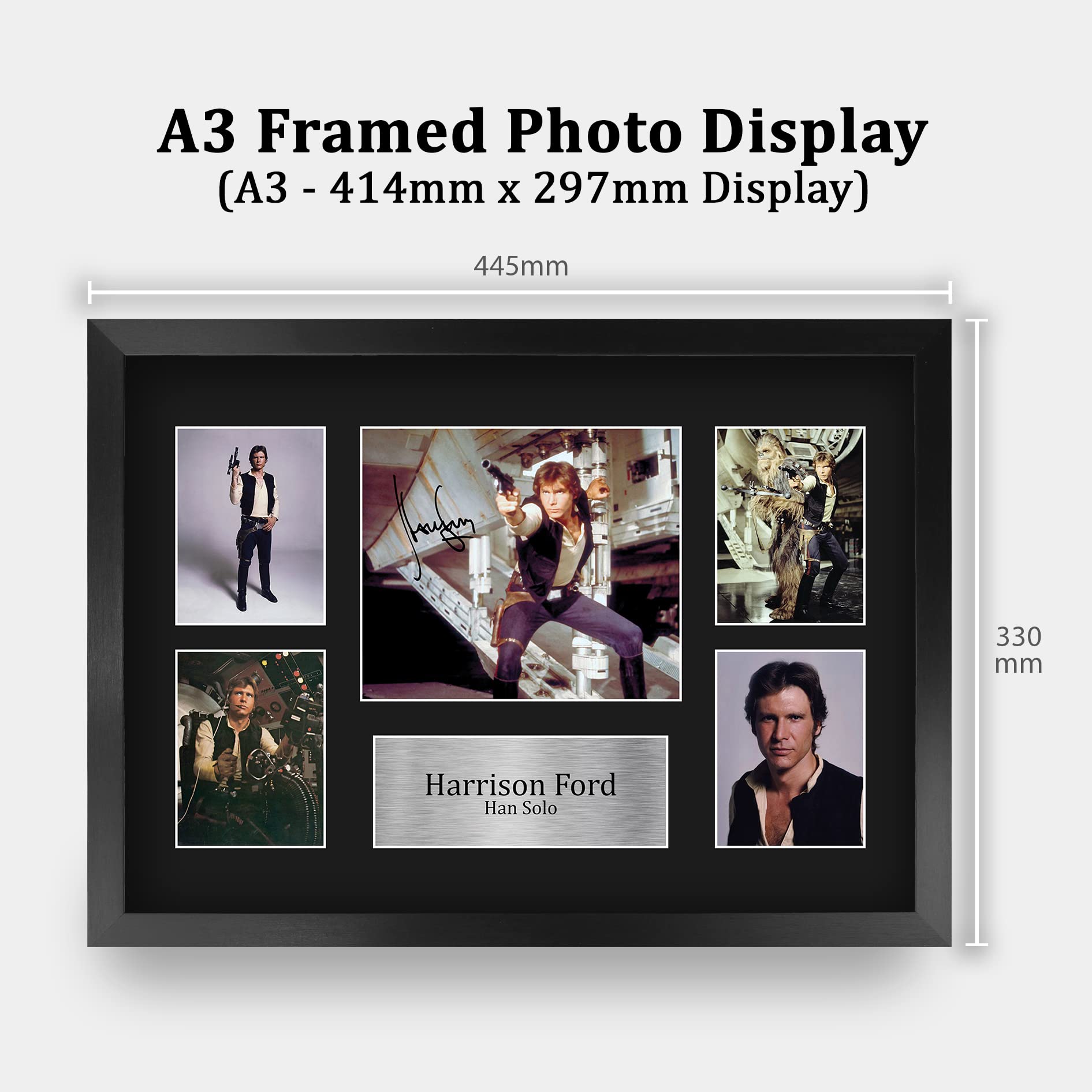 HWC Trading FR A3 Harrison Ford Star Wars Han Solo Geschenke Gedruckt, Signiert Autogramm Bild Display Für Film-Erinnerungsstücke-Fans - A3 Eingerahmt