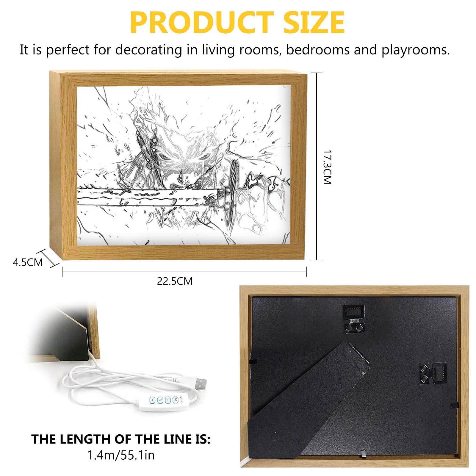 Bocguy Japanischer Anime Juju inspirierte beleuchtete Gemälde, LED Wandkunst Dekor,Jujutsu Kaisen Manga, LED Desktop-Rahmen für Heimdekoration,Kreatives Schlafzimmer und Geschenk