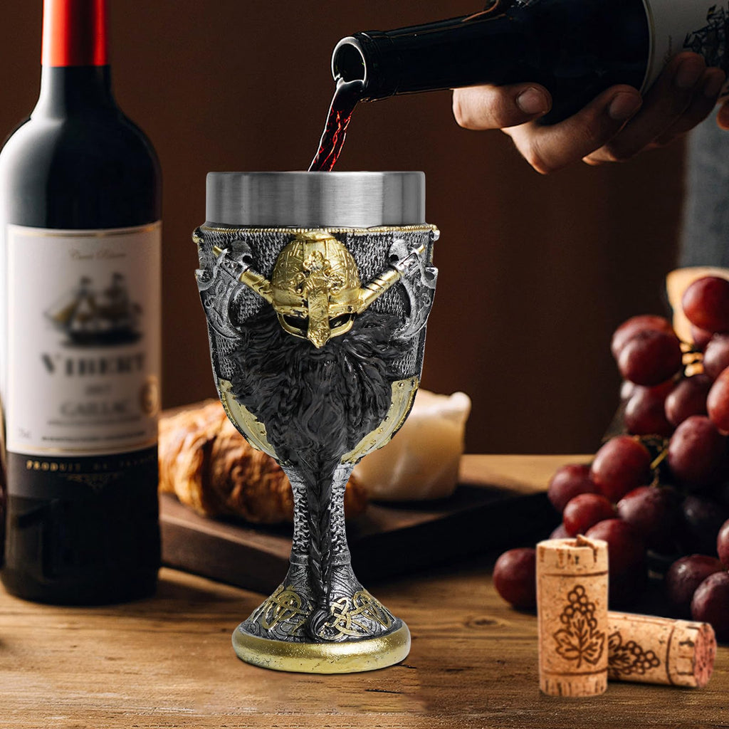 ZONSUSE Mittelalter Drache Kelch, Gotischer Drachen Kelch, Flugsaurier Edelstahl Weinkelch, Roter Drache auf Kreuzsockel, Magischer Dragon Goblet,Idee Geschenk für Fantasy Fans 200ml (Rot Goblet)