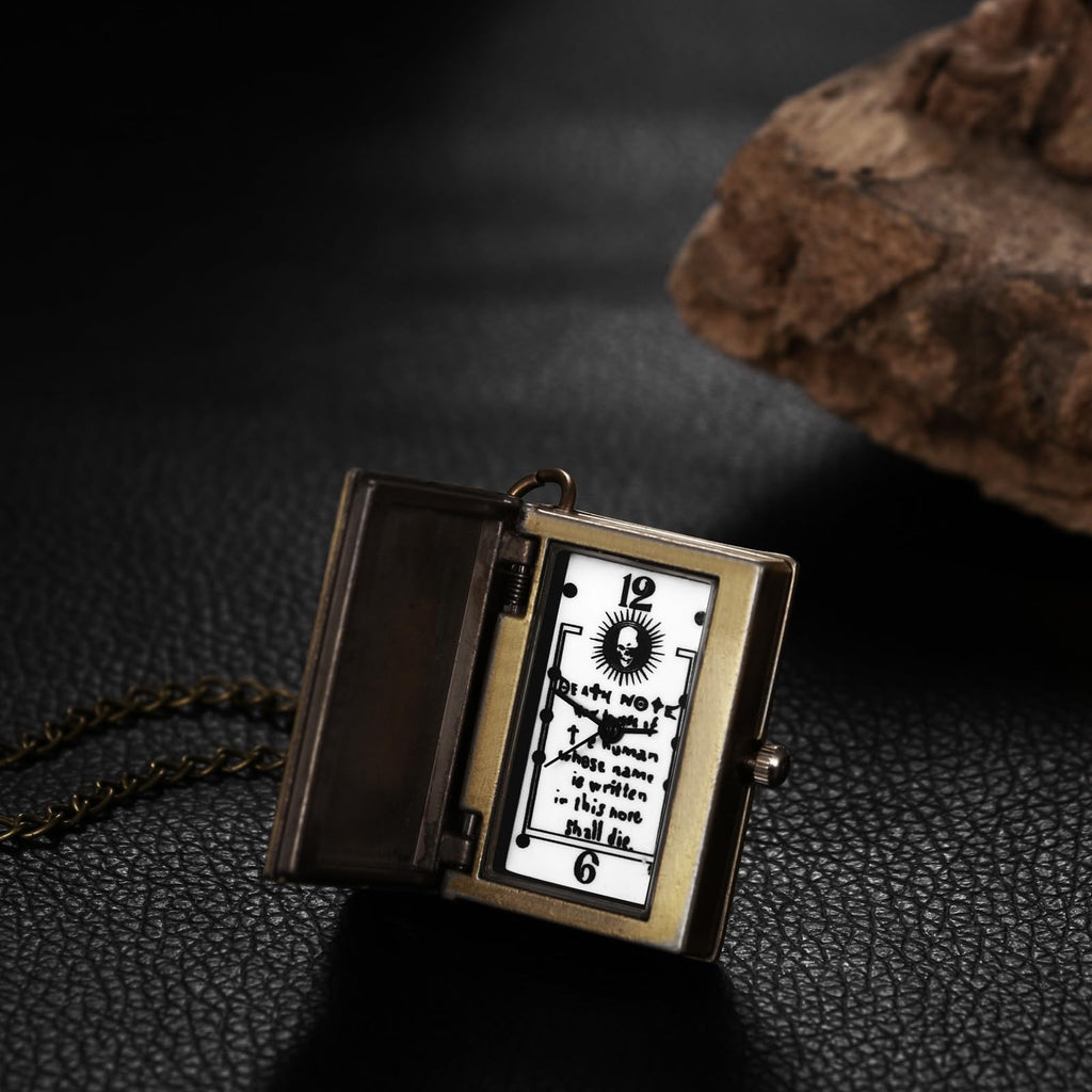 JewelryWe Taschenuhr Herren Damen Vintage: Retro Analog Quarz Kettenuhr Uhr Umhängeuhr mit Halskette Kette Pocket Watch Bronze Unisex Geschenk