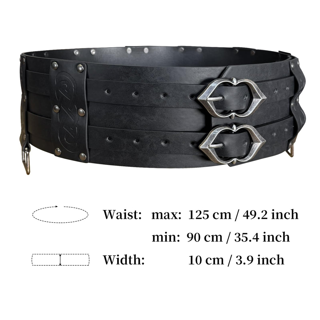 HiiFeuer Wikinger breiter Gürtel, mittelalterlicher Kunstleder Rüstungsgürtel Ritter Korsett Gürtel, LARP Halloween Kostüm