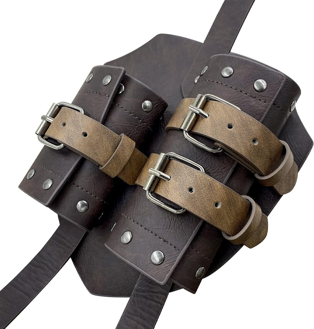 HiiFeuer Mittelalter Kunstleder Doppeltes Rückenschwert Frosch, Vintage Mercenary Verstellbares Schwertholster, Mittelalter Fantasy Rückenschwert Holster für LARP Kostüm