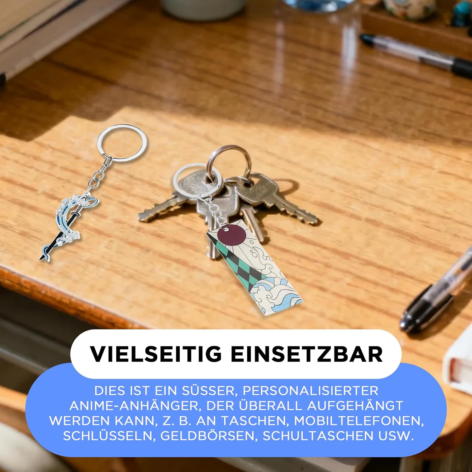 AHEJIOO 2 Stück Demon Slayer Schlüsselanhänger, Demon Hunter Katana, Anime Schlüsselanhänger Personalisiert Deamon Slayer, Geeignet Für Kleidung, Taschen, Key chain Als Dekoration Oder Als Geschenk