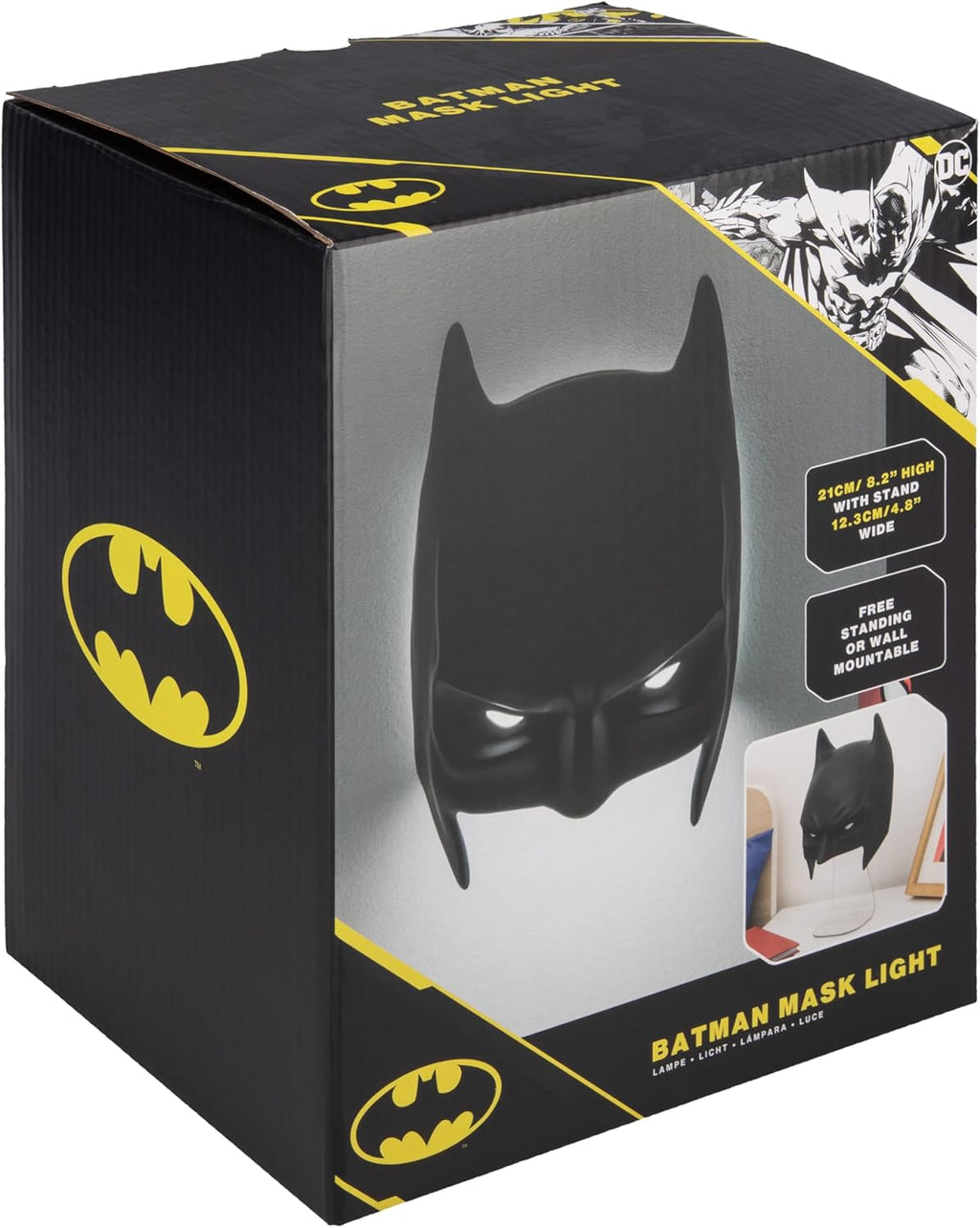 Paladone Batman-Maskenleuchte, wandmontierbare oder freistehende LED-Lampe, offizielles Lizenzprodukt von DC Comics für Schlafzimmer, Man Cave, Zuhause und Sammler