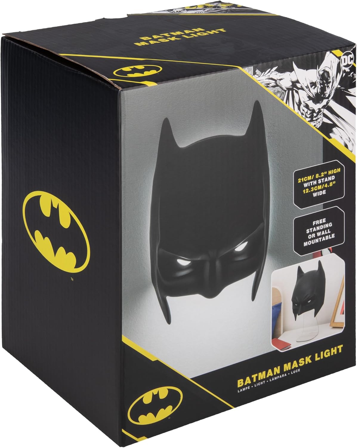 Paladone Batman-Maskenleuchte, wandmontierbare oder freistehende LED-Lampe, offizielles Lizenzprodukt von DC Comics für Schlafzimmer, Man Cave, Zuhause und Sammler