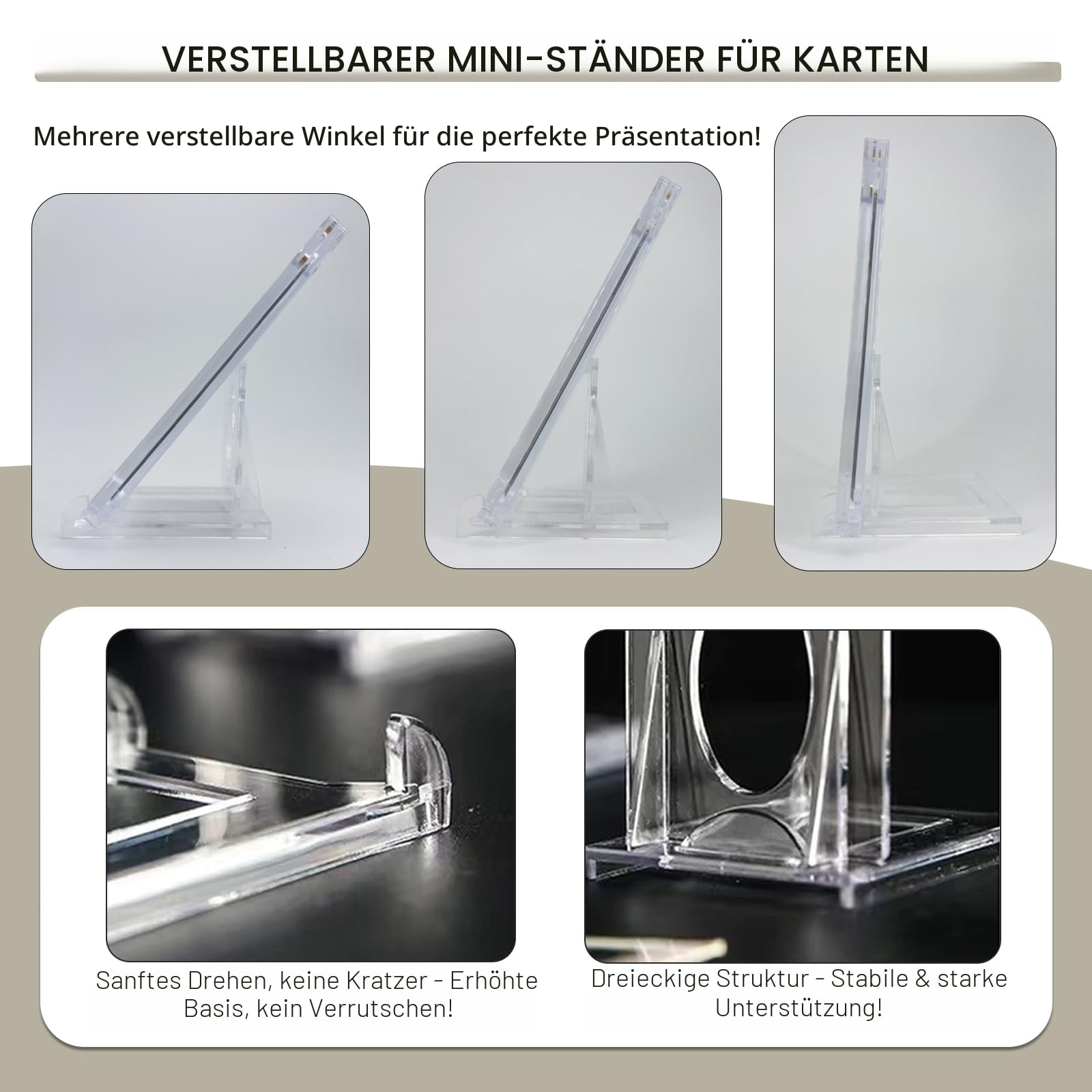 12 Stück Mini Kartenständer Display Ständer – Verstellbarer Acryl Display Ständer für Trading Cards, Graded Cards, PSA Karten, Baseballkarten und Sammelkarten