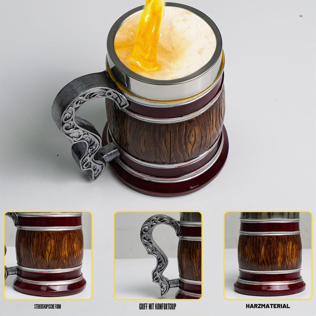 ZONSUSE Mittelalter Drache Kelch, Gotischer Drachen Kelch, Flugsaurier Edelstahl Weinkelch, Roter Drache auf Kreuzsockel, Magischer Dragon Goblet,Idee Geschenk für Fantasy Fans 200ml (Rot Goblet)
