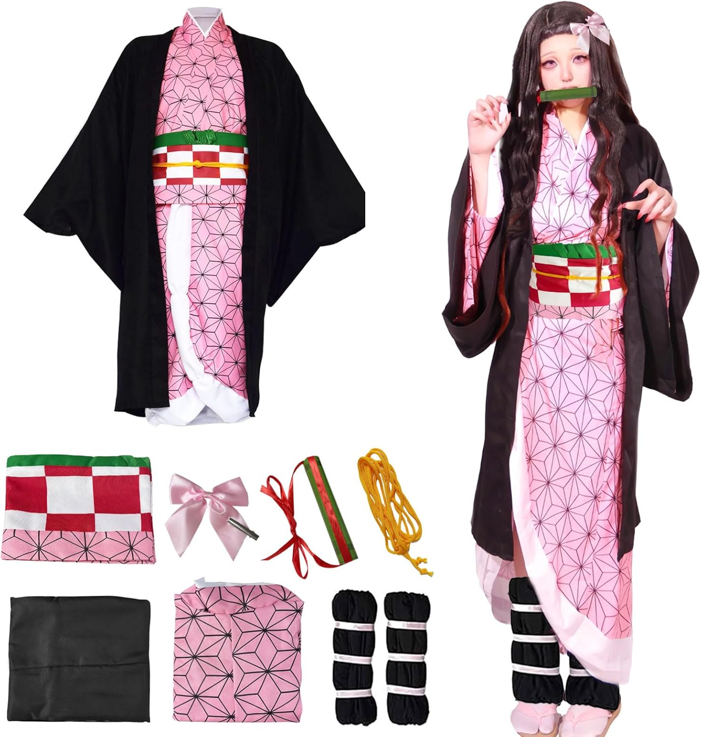 Bocguy Anime Cosplay, Giyuu/Shinobu/Mitsuri/Muichirou/Tanjiro/Nezuko/Zenitsu Anime Kostüm Erwachsene, Animecharakter Kimono Uniform für Karneval Halloween Cosplayparty AnimeConventions