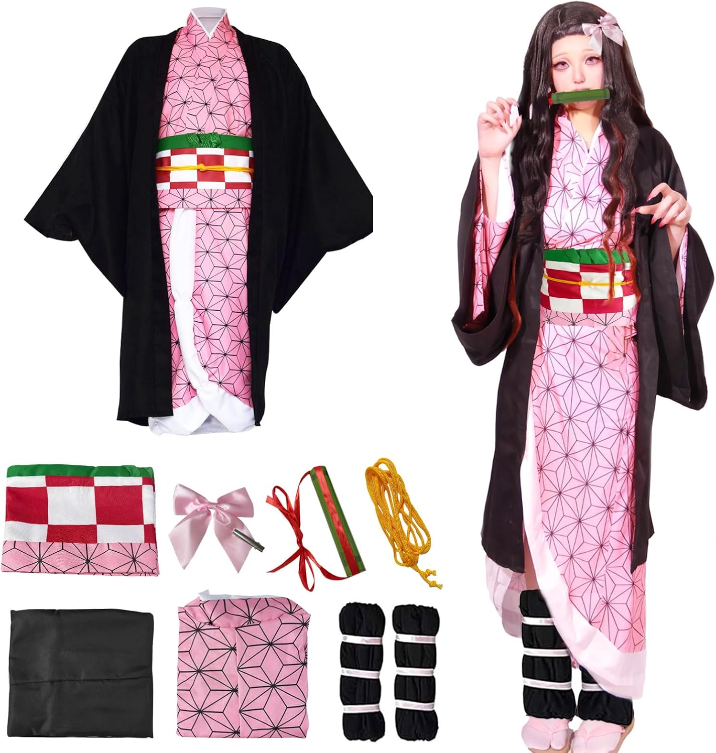 Bocguy Anime Cosplay, Giyuu/Shinobu/Mitsuri/Muichirou/Tanjiro/Nezuko/Zenitsu Anime Kostüm Erwachsene, Animecharakter Kimono Uniform für Karneval Halloween Cosplayparty AnimeConventions