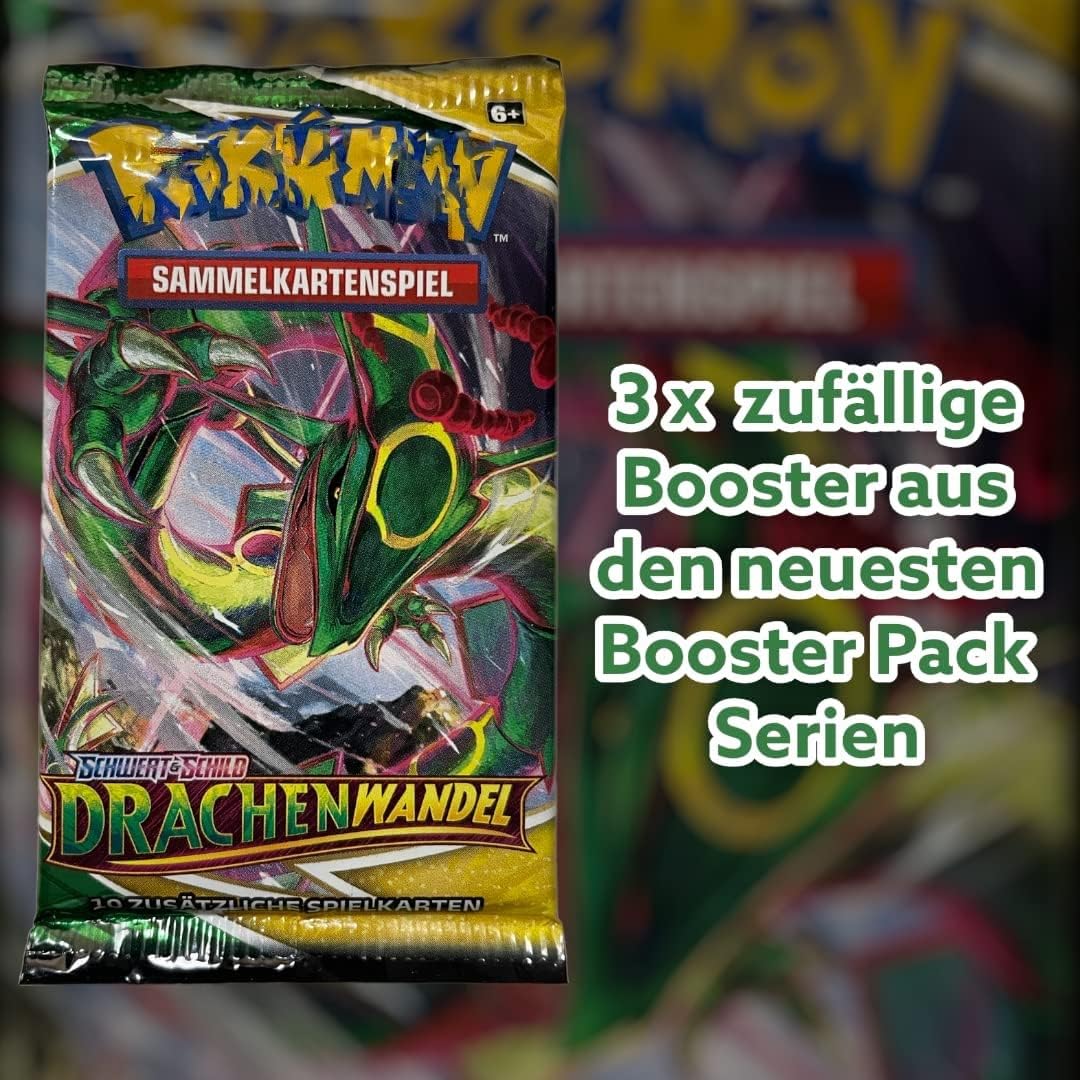 Heartforcards Versandschutz kompatibel mit Booster Packungen + 3 PKM deutsche Packs Originale Mystery Sammelkarten