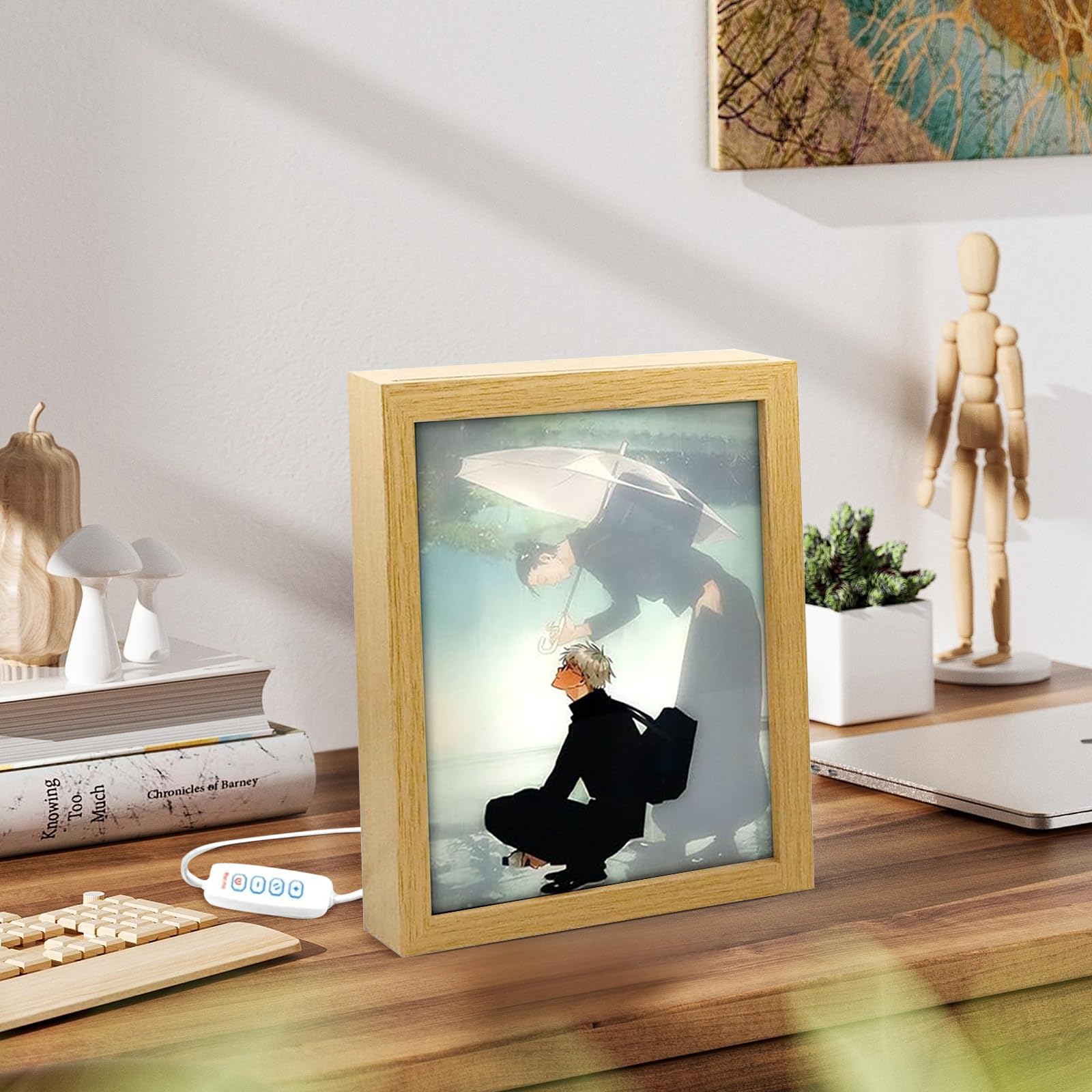 Bocguy Japanischer Anime Juju inspirierte beleuchtete Gemälde, LED Wandkunst Dekor,Jujutsu Kaisen Manga, LED Desktop-Rahmen für Heimdekoration,Kreatives Schlafzimmer und Geschenk