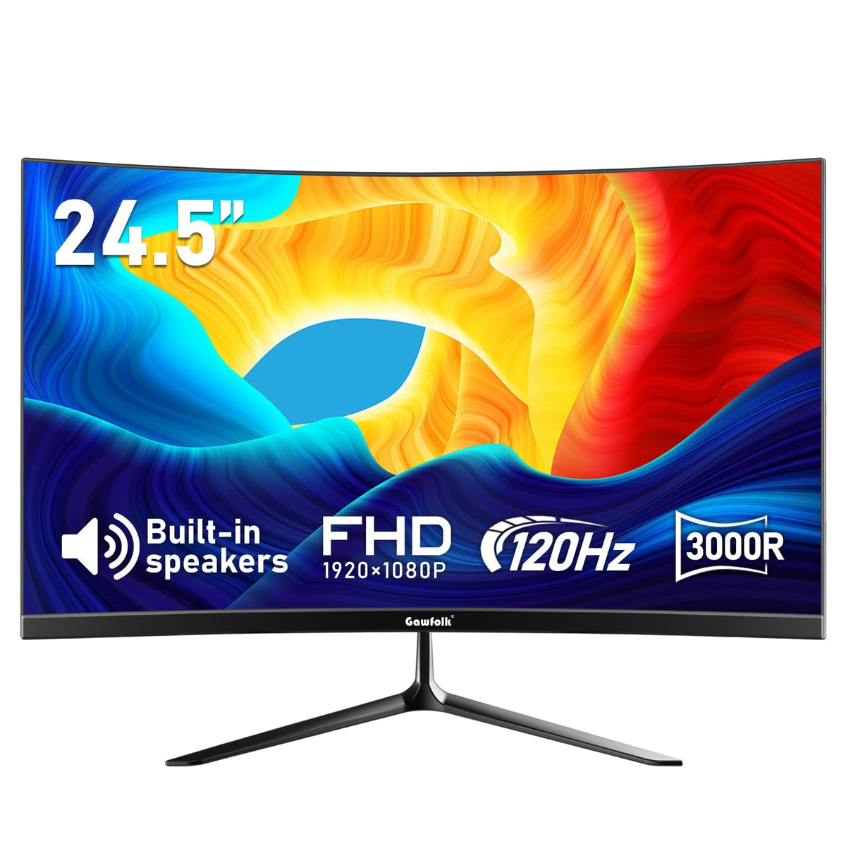 Gawfolk UltraWide Monitor 34 Zoll IPS, Gaming PC Bildschirm 120Hz DFHD(2560×1080P), 21:9 Rahmenloses Computerbildschirm mit FreeSync, HDMI, DisplayPort, VESA 75 * 75mm, Schwarz
