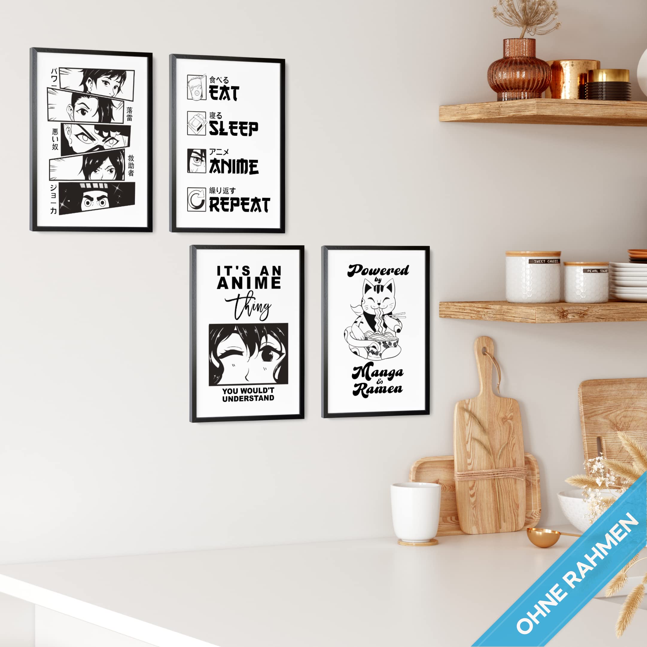 mojoliving Gaming Zimmer Deko Bilder | Poster Wand für Gamer Jugendzimmer | Set mit Neon Sign Motive | Coole Geschenke für Gamer | Zocker Bilder Wand | Neon Wandbild